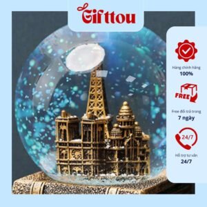 ĐỒNG HỒ CÁT, QUẢ CẦU PHA LÊ PHÁT SÁNG MÔ HÌNH THÁP RETRO CÓ HỘP NHẠC, QUÀ TẶNG SINH NHẬT, QUÀ LƯU NIỆM Ý NGHĨA