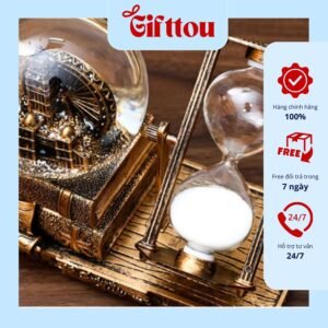 ĐỒNG HỒ CÁT, QUẢ CẦU PHA LÊ PHÁT SÁNG MÔ HÌNH THÁP RETRO CÓ HỘP NHẠC, QUÀ TẶNG SINH NHẬT, QUÀ LƯU NIỆM Ý NGHĨA