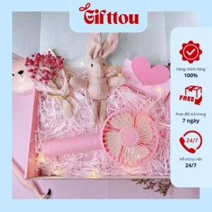 [COMBO QUÀ TẶNG] Hộp quà Mini Fan màu hồng