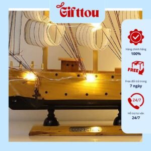 Thuyền buồm gỗ mô hình có đèn Led ánh sáng đặc sắc – Decor, trang trí nhà cửa