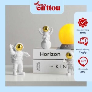 Bộ phi hành gia decor, mô hình đèn mặt trăng 3D đèn trang trí bàn làm việc, phòng ngủ quà tặng cao cấp