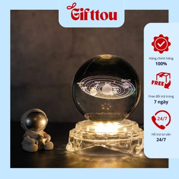 Bộ phi hành gia decor, mô hình đèn mặt trăng 3D đèn trang trí bàn làm việc, phòng ngủ quà tặng cao cấp